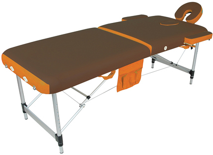 Стол массажный складной (переносной) алюминиевый JFAL01A 2-секционный коричневый/оранжевый