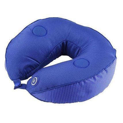 Массажная подушка-подголовник с динамиками Neck Massage Cushion FITSTUDIO, синяя (012:CD)